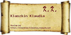 Klaszkin Klaudia névjegykártya