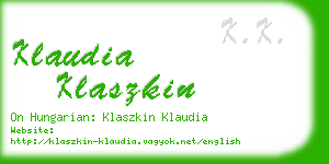 klaudia klaszkin business card